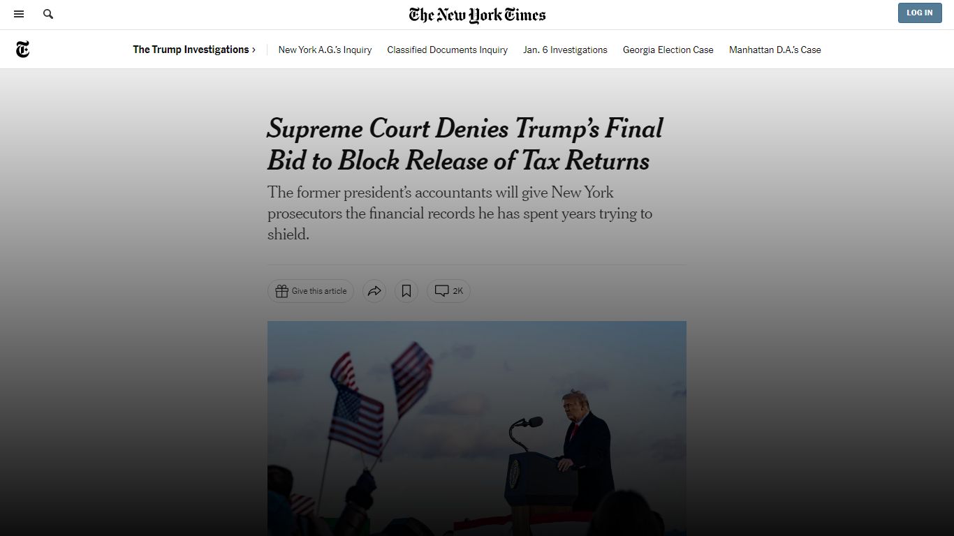 Supreme Court Denies Trump’s Bid to Conceal Taxes and Financial Records ...